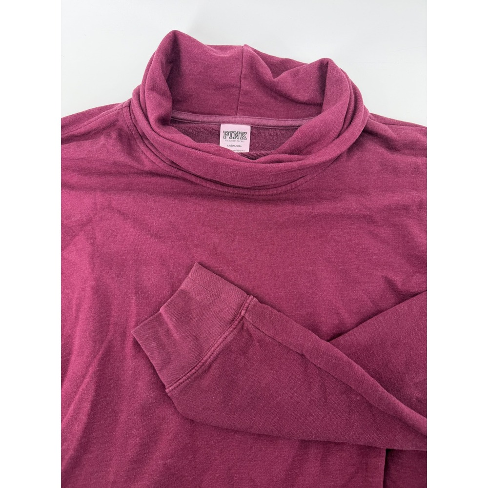 Victorias Secret PINK Oversized Funnel Neck Sweatshirt Maroon Burgundy Large